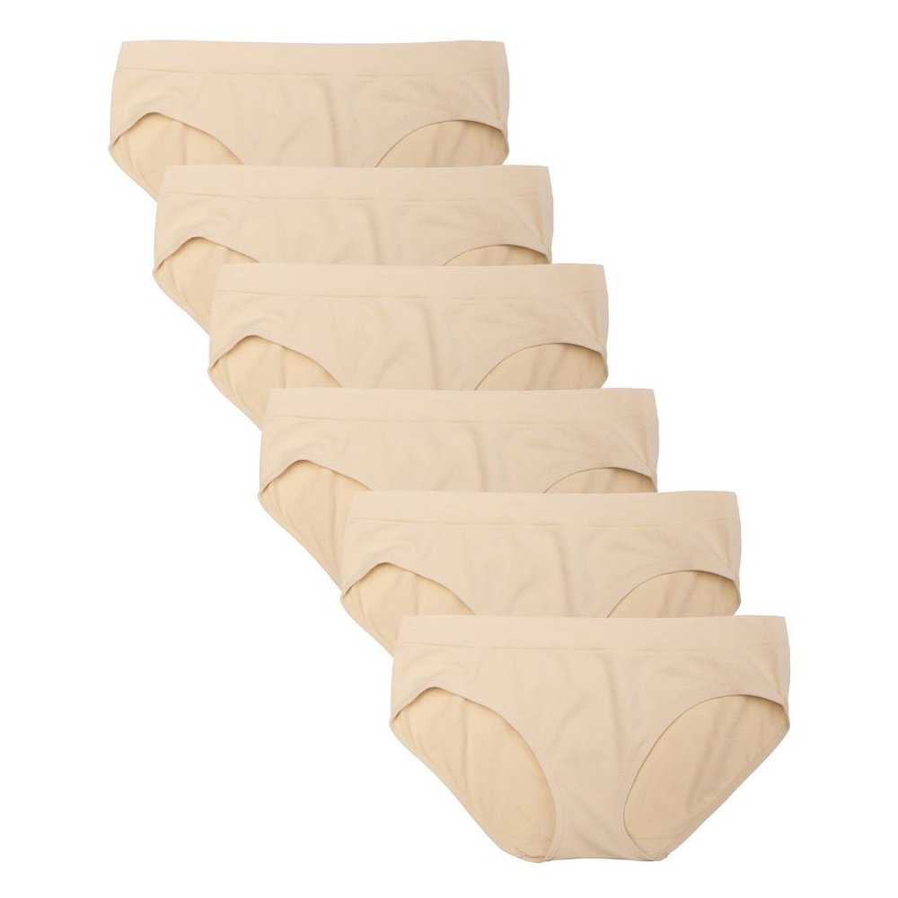 6 Pack Women's Nylon Spandex Hipster Brief Underwear A11 Beige New NWB
